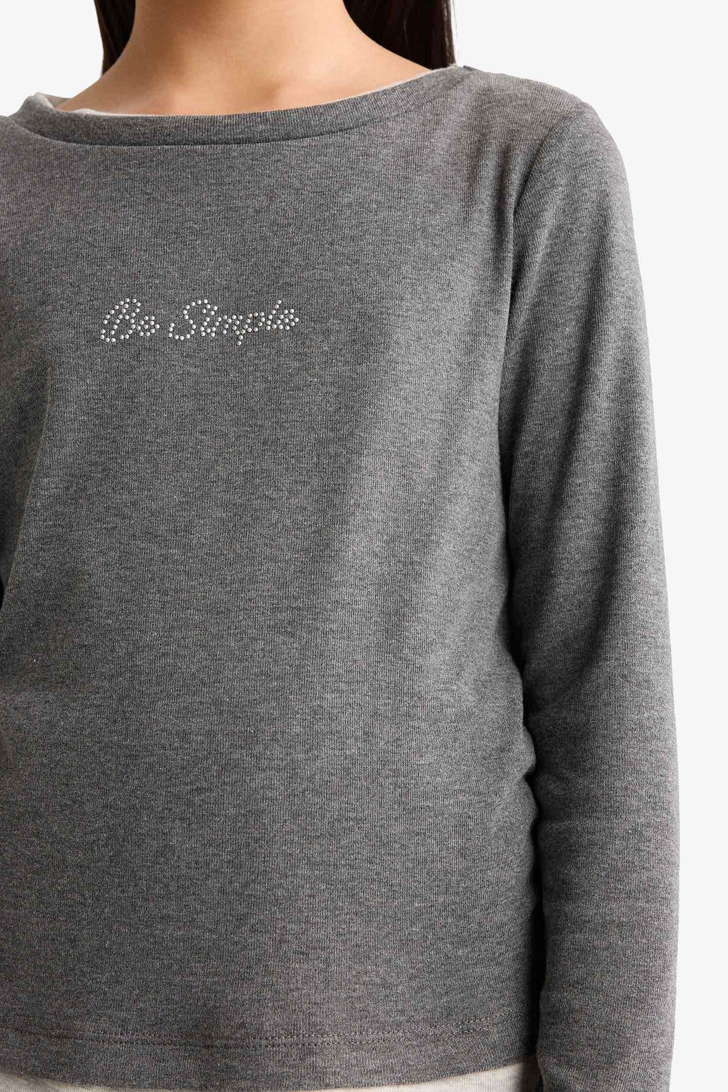 Girls Two-Piece Set: Printed Long-Sleeve T-shirt and Sweatpants