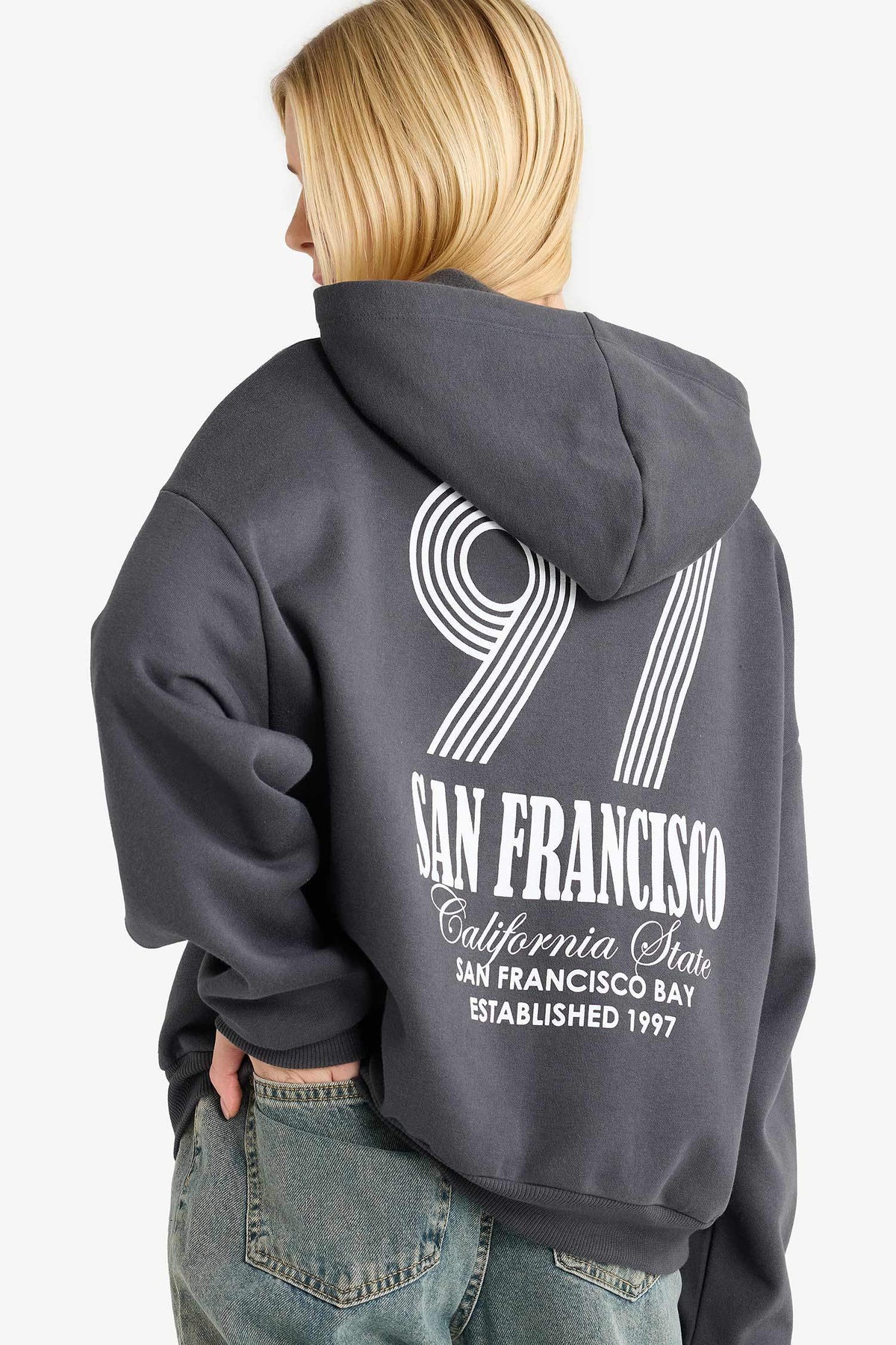 Overshirt Fit Hooded Printed Thick Sweatshirt