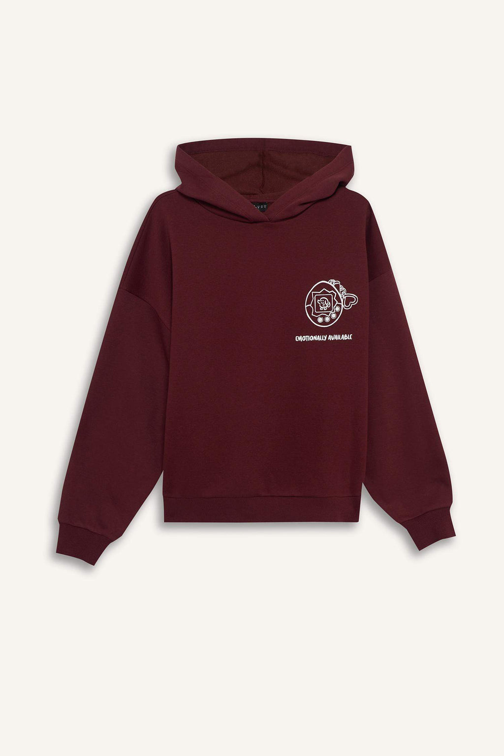 Overshirt Fit Hooded Printed Thick Fabric Sweatshirt