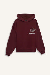 Overshirt Fit Hooded Printed Thick Fabric Sweatshirt