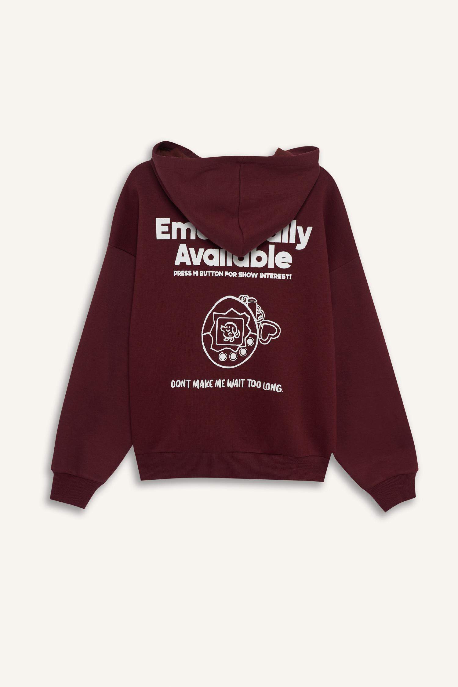 Overshirt Fit Hooded Printed Thick Fabric Sweatshirt