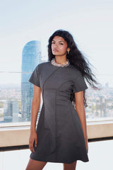 Crew Neck Short Sleeve Mini Dress