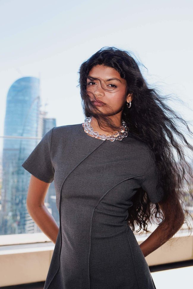 Crew Neck Short Sleeve Mini Dress Main Image