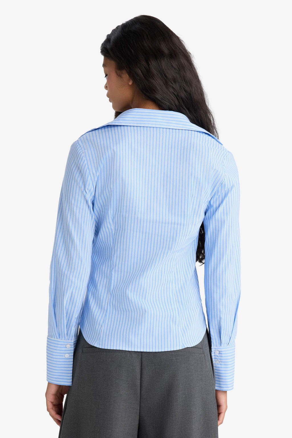 Fitted Striped Bengalin Long Sleeve Shirt