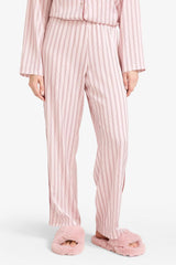 Pajama Set Regular Fit Satin Striped Long-Sleeve Top and Long Bottoms