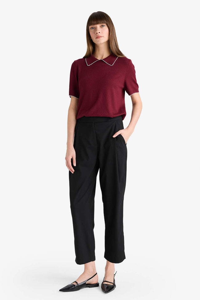 Barrel Fit Crop Ankle Length Trousers Hover Image