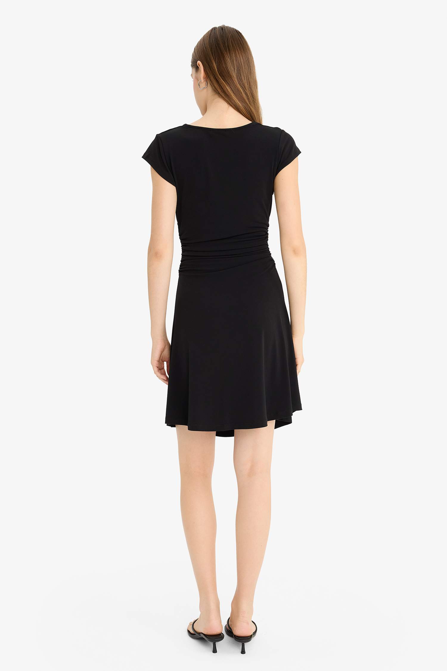 V-Neck Short Sleeve Mini Dress