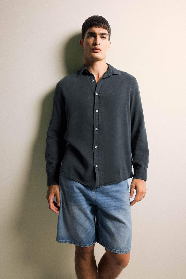 Regular Fit Twill Long Sleeve Shirt Hover Image