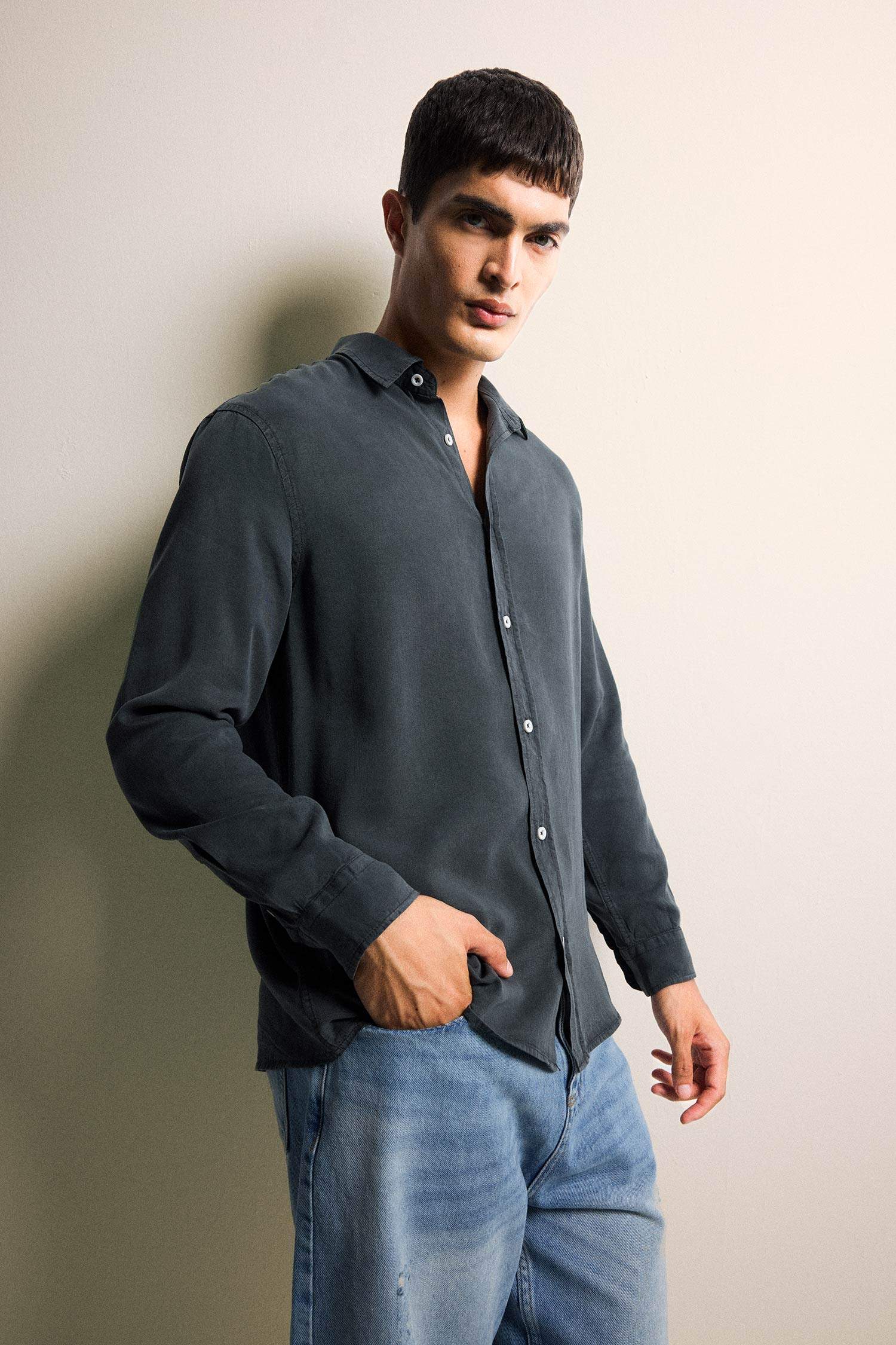 Regular Fit Twill Long Sleeve Shirt