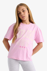 Girl's Relax Fit Crew Neck Printed Short Sleeve T-Shirt