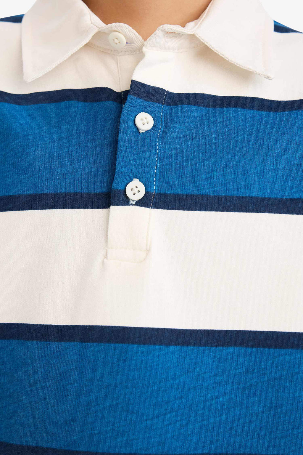 Boy Color Block Polo Collar Long Sleeve T-shirt