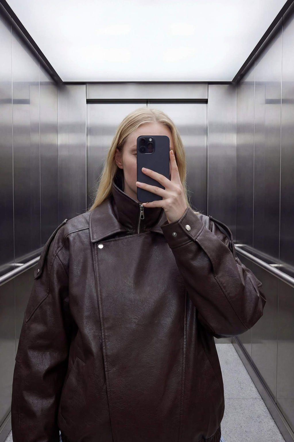 Waterproof Relax Fit Faux Leather Jacket