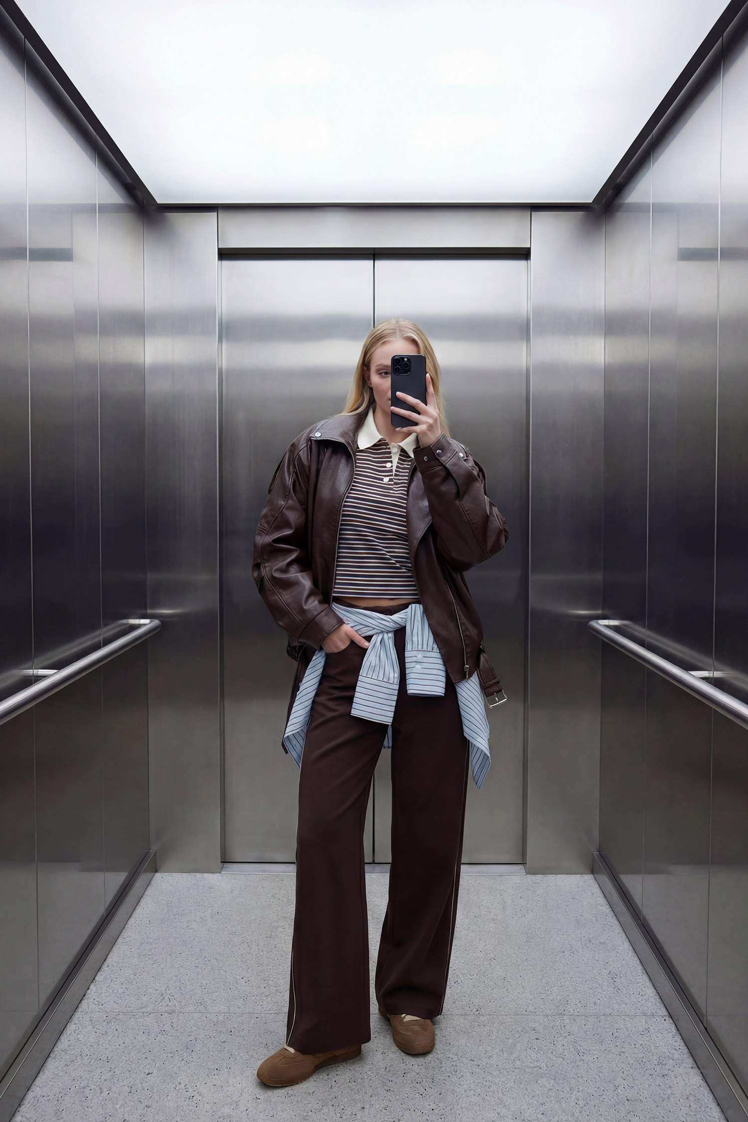 Waterproof Relax Fit Faux Leather Jacket