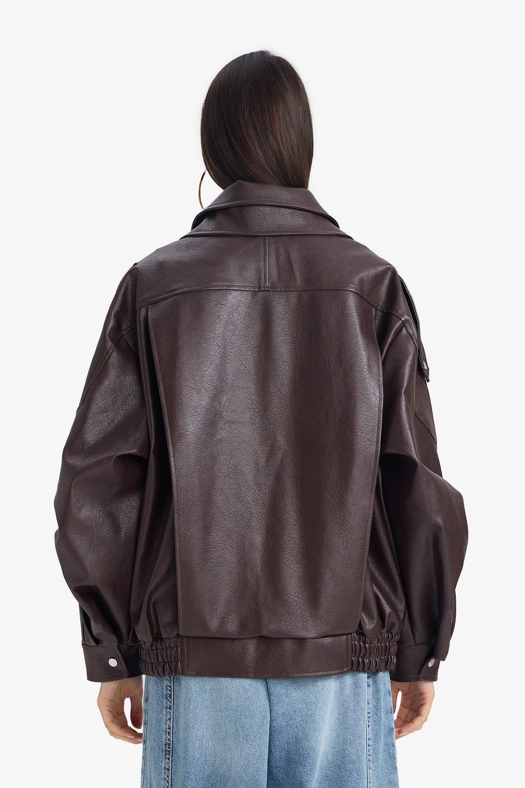 Waterproof Relax Fit Faux Leather Jacket