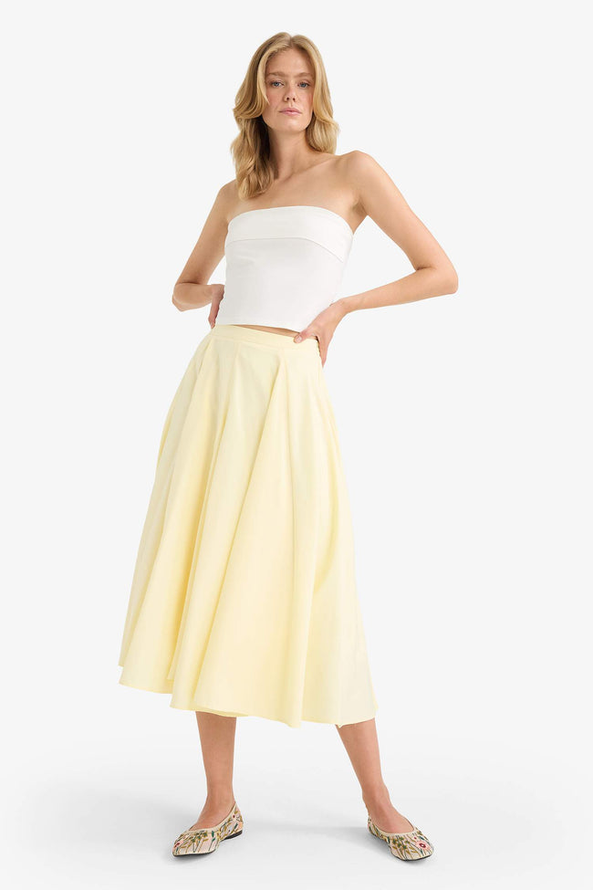 A-Line Regular Waist Lined Poplin Maxi Skirt Hover Image