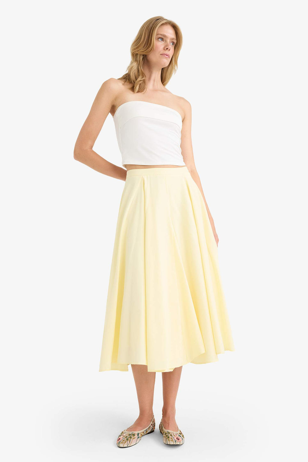 A-Line Regular Waist Lined Poplin Maxi Skirt
