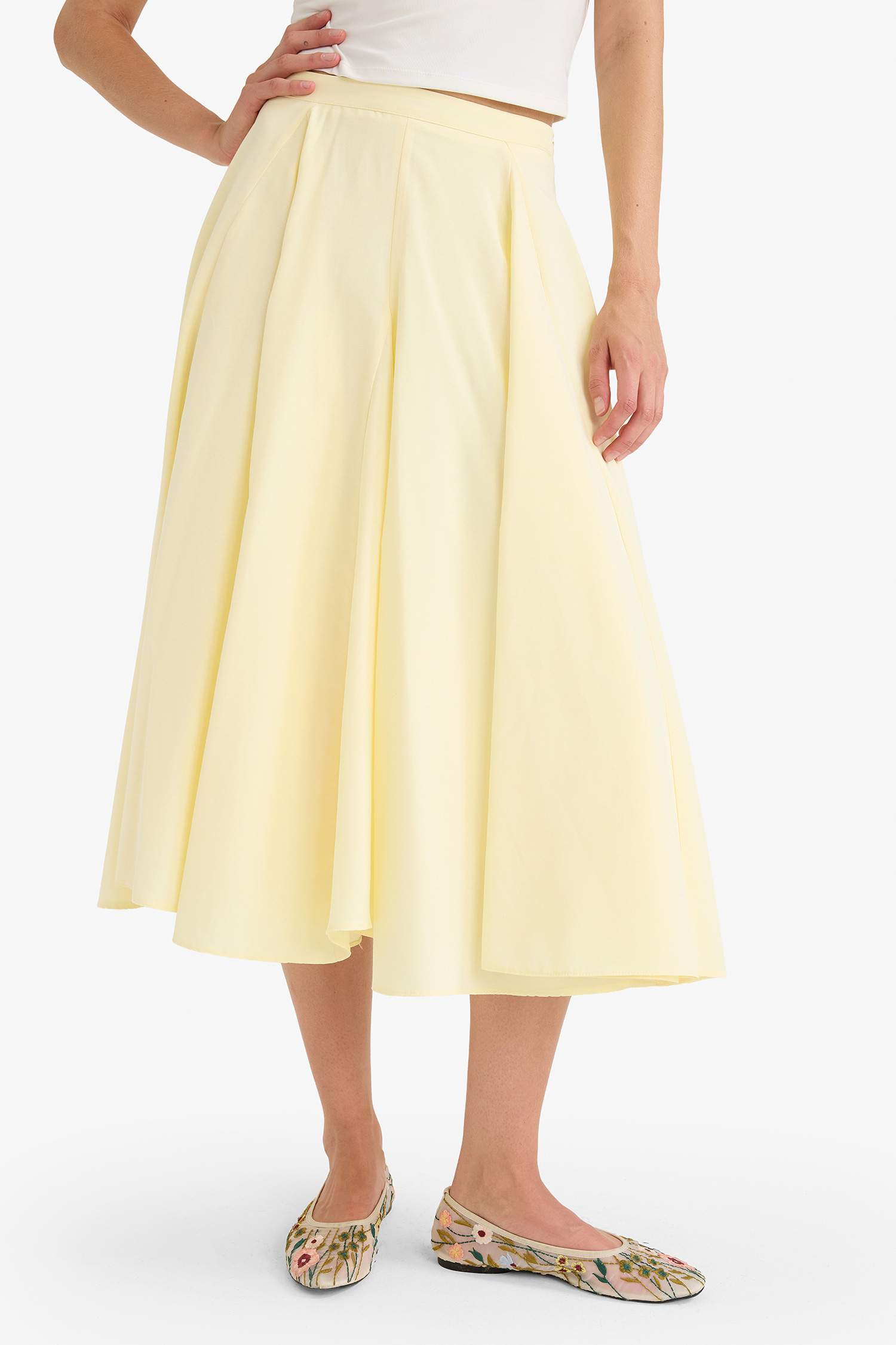 A-Line Regular Waist Lined Poplin Maxi Skirt