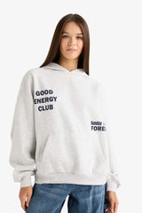 Overshirt Fit Hooded Sweatshirt with Back Print and Thick Design
