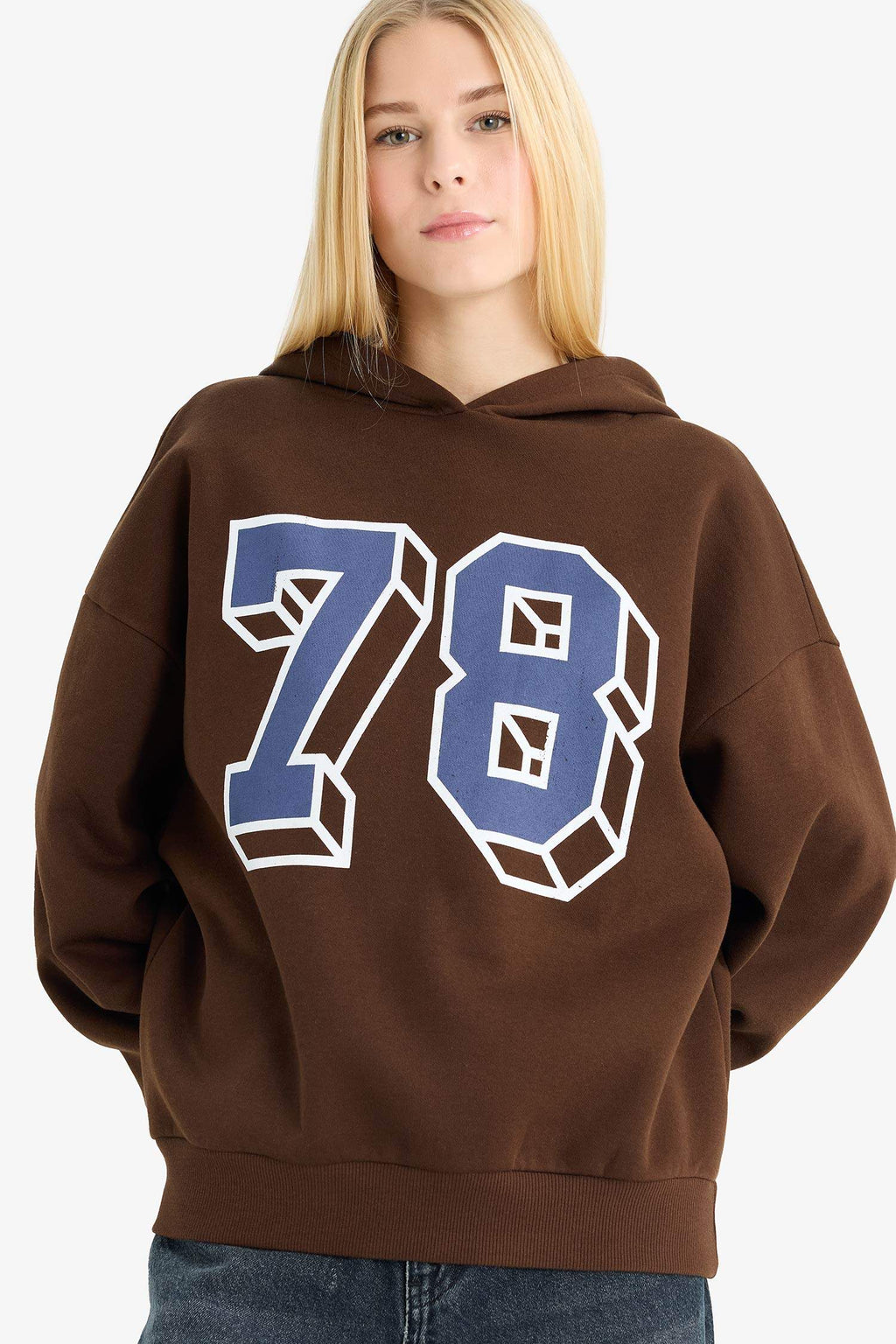 Overshirt Fit Hooded Printed Sweatshirt