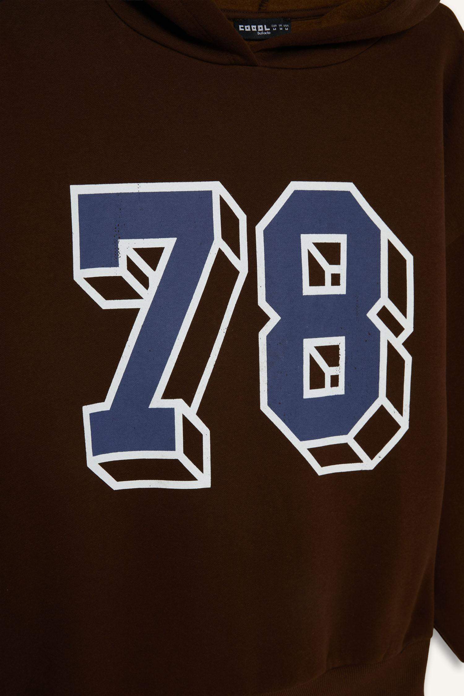 Overshirt Fit Hooded Printed Sweatshirt