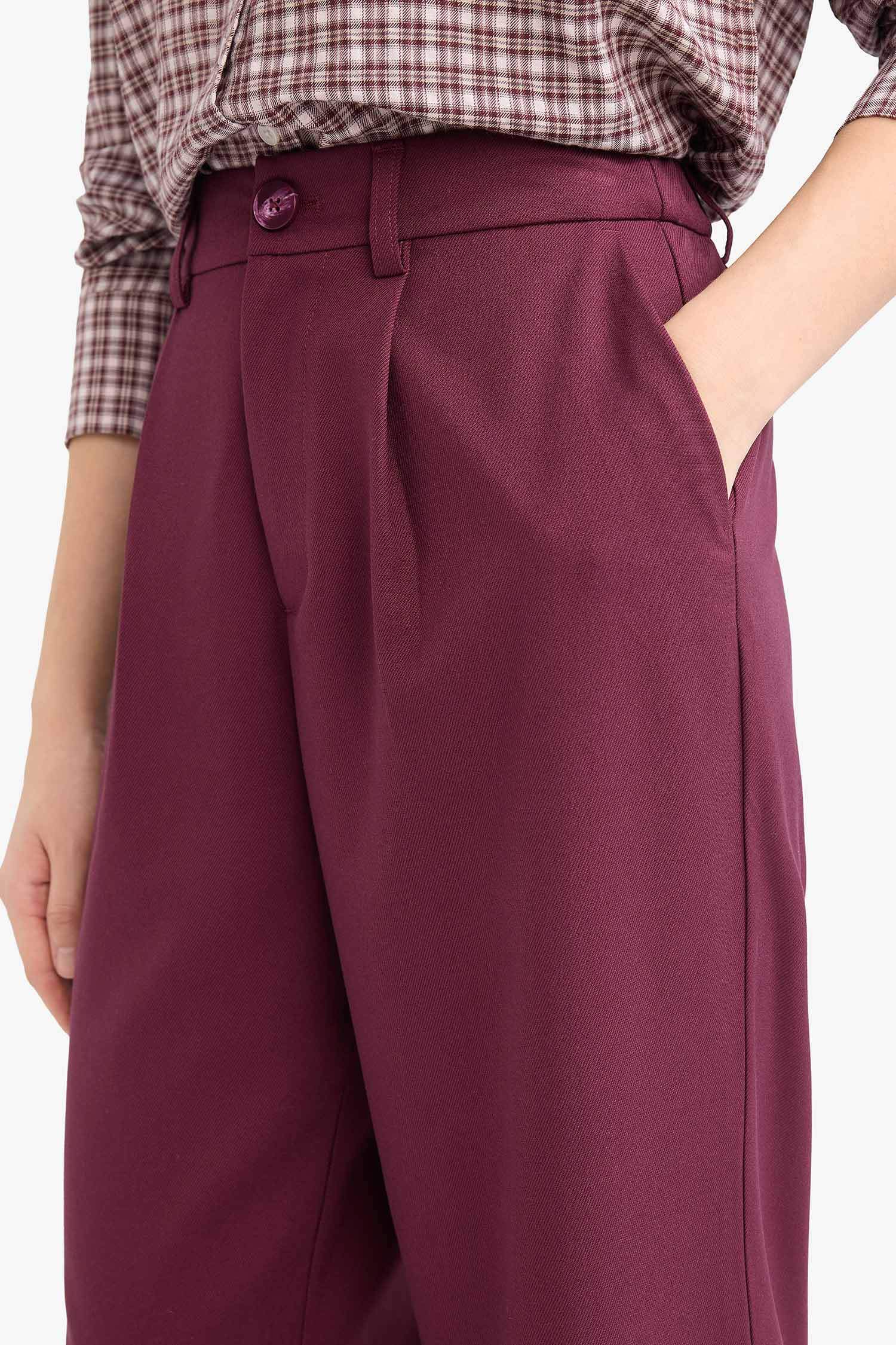 Straight Fit High Waist Long Trousers