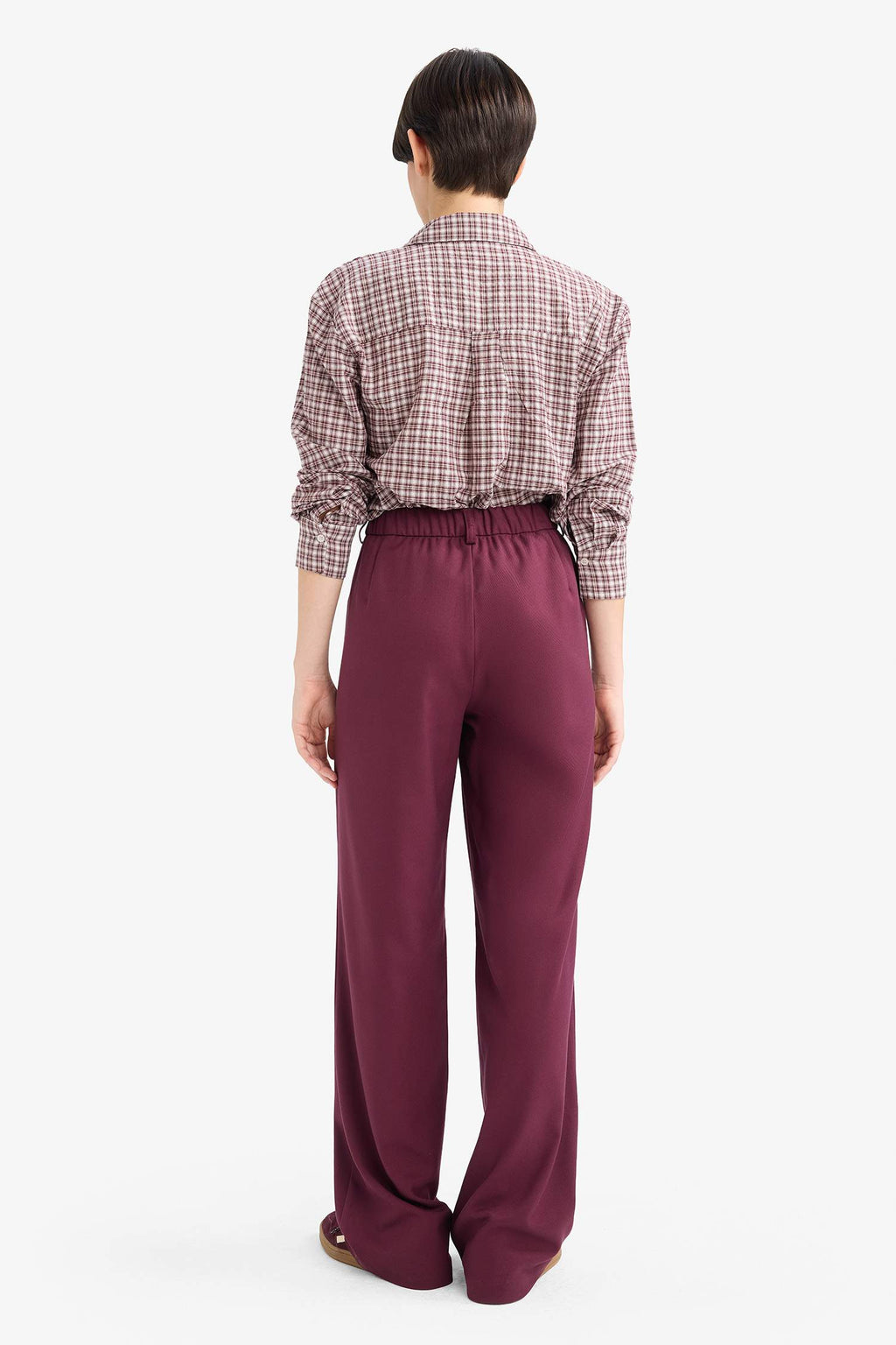 Straight Fit High Waist Long Trousers