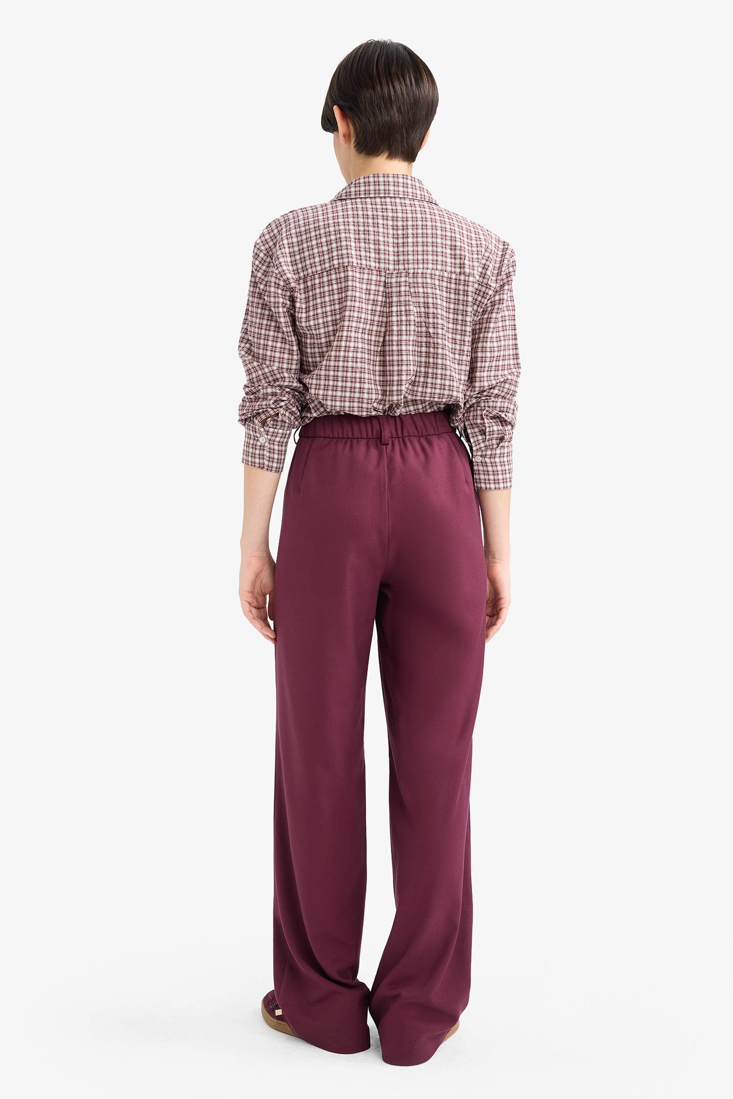 Straight Fit High Waist Long Trousers