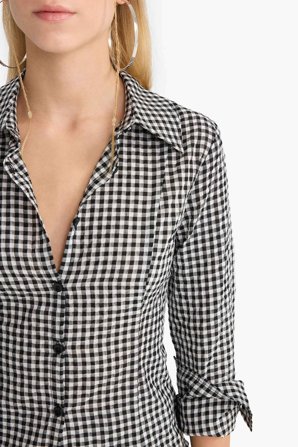 Cool Fitted Plaid Poplin Long Sleeve Shirt
