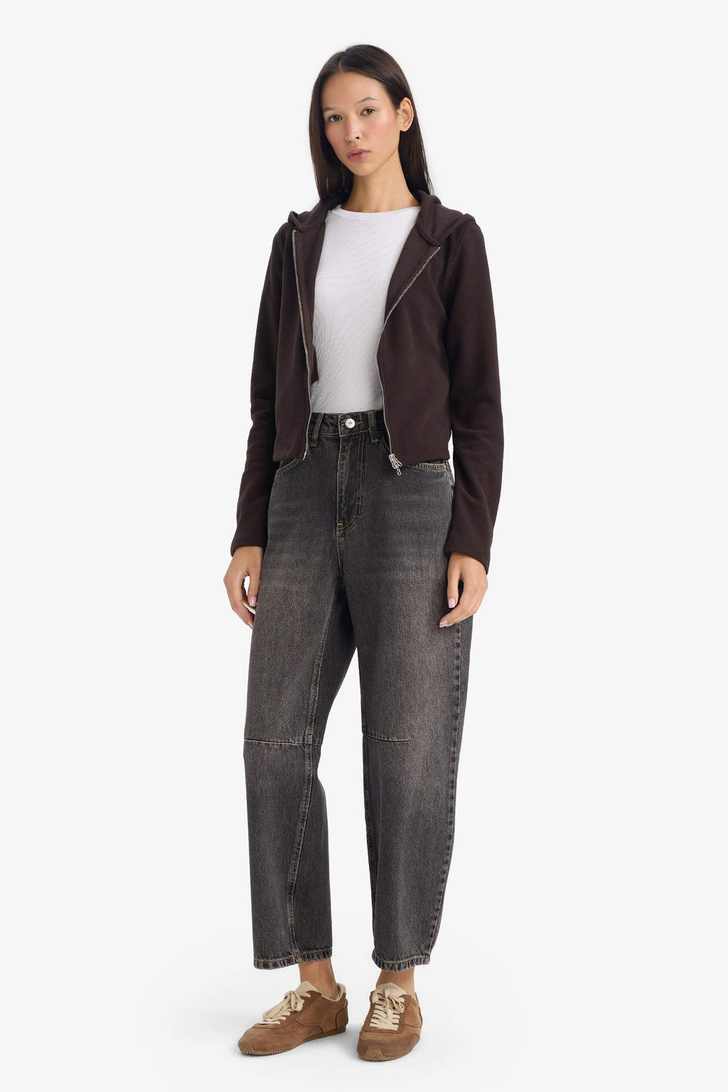 Slim Fit Hooded Zippered Sweatshirt