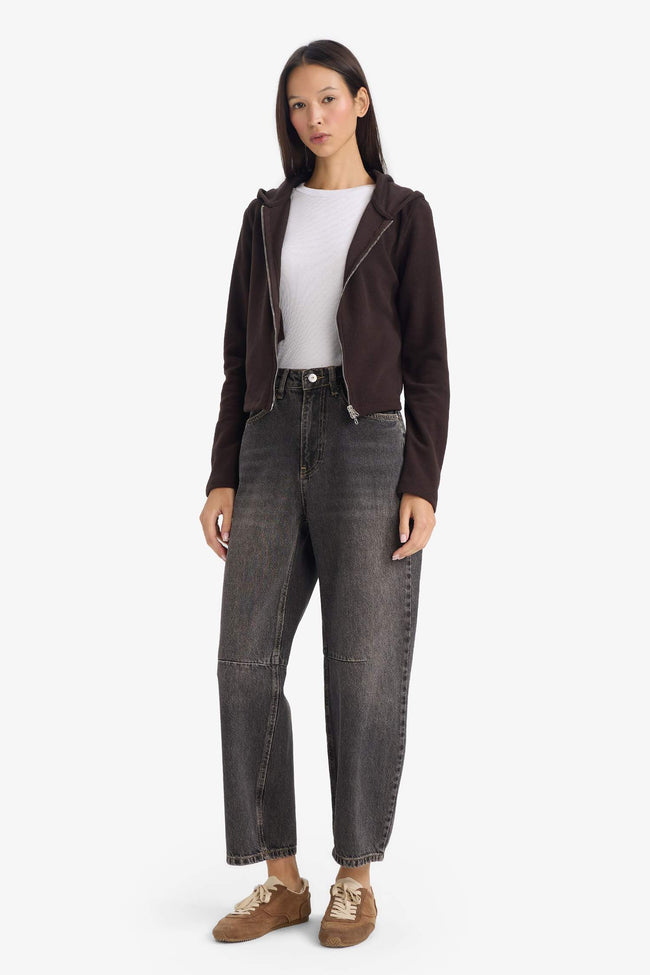 Slim Fit Hooded Zippered Sweatshirt Main Image