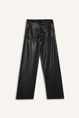 Wide Leg Zip-Up Regular Waist Standard Length Faux Leather Pants