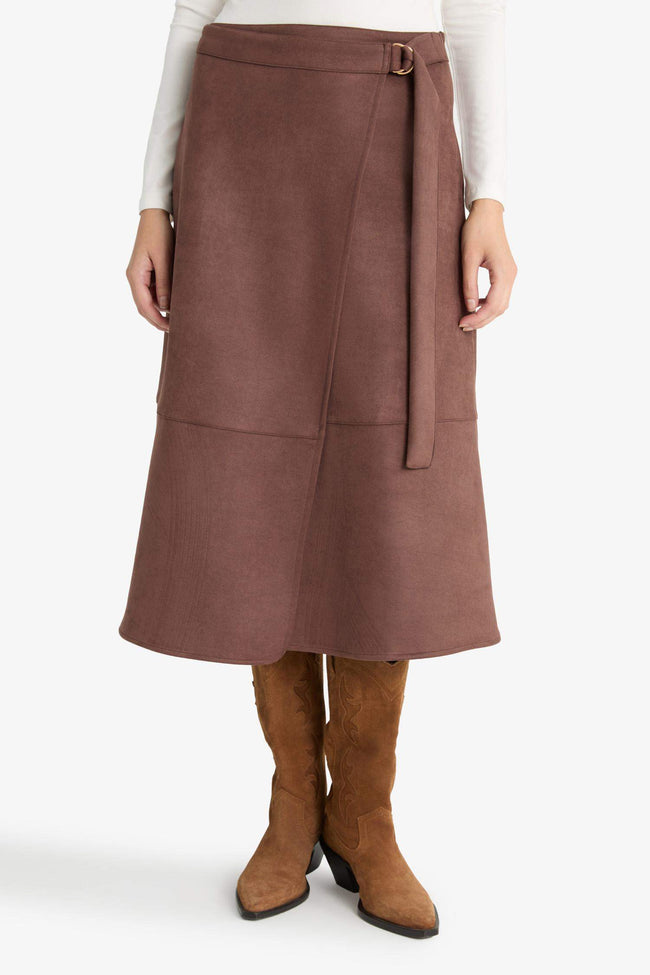 Wrap Suede Midi Skirt Main Image