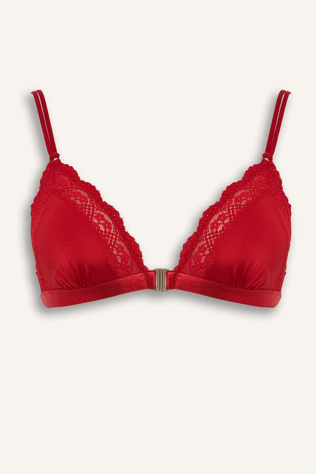 Satin with Lace Unpadded Bra Hover Image