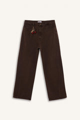 Barrel Fit Regular Waist Cherry Charm Gabardine Trousers