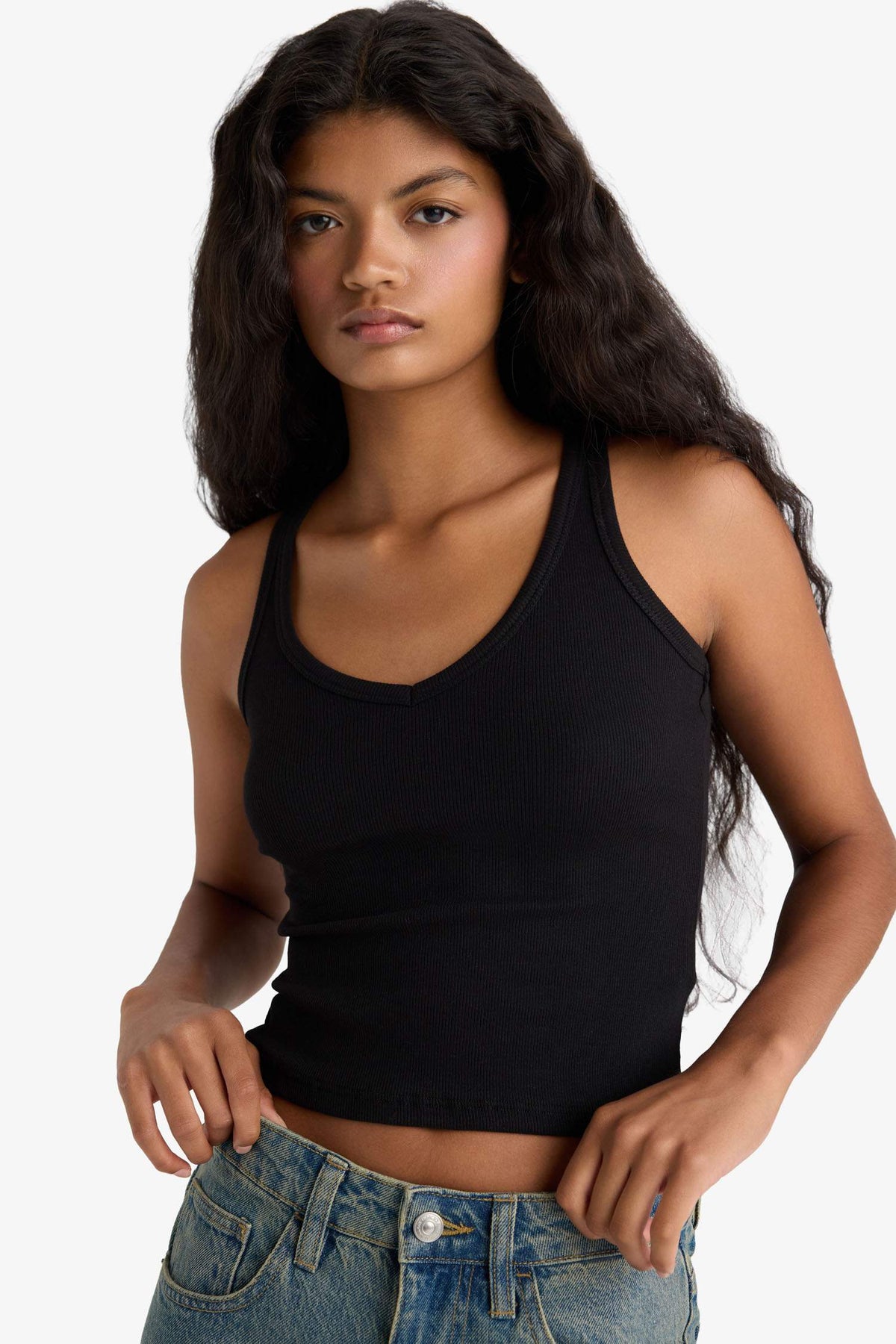 Fitted V-Neck Ribbed Camisole Athlete