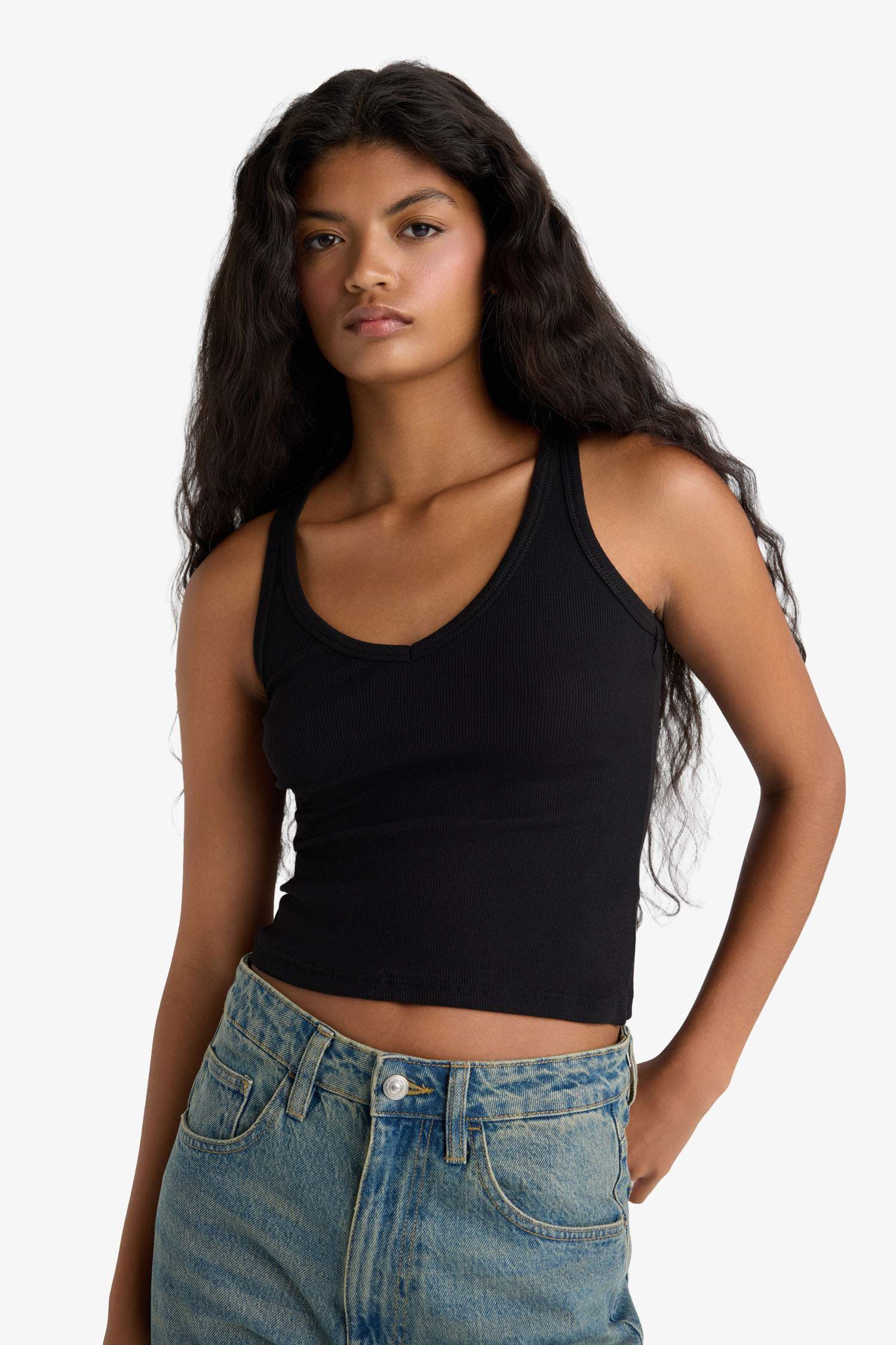 Fitted V-Neck Ribbed Camisole Athlete