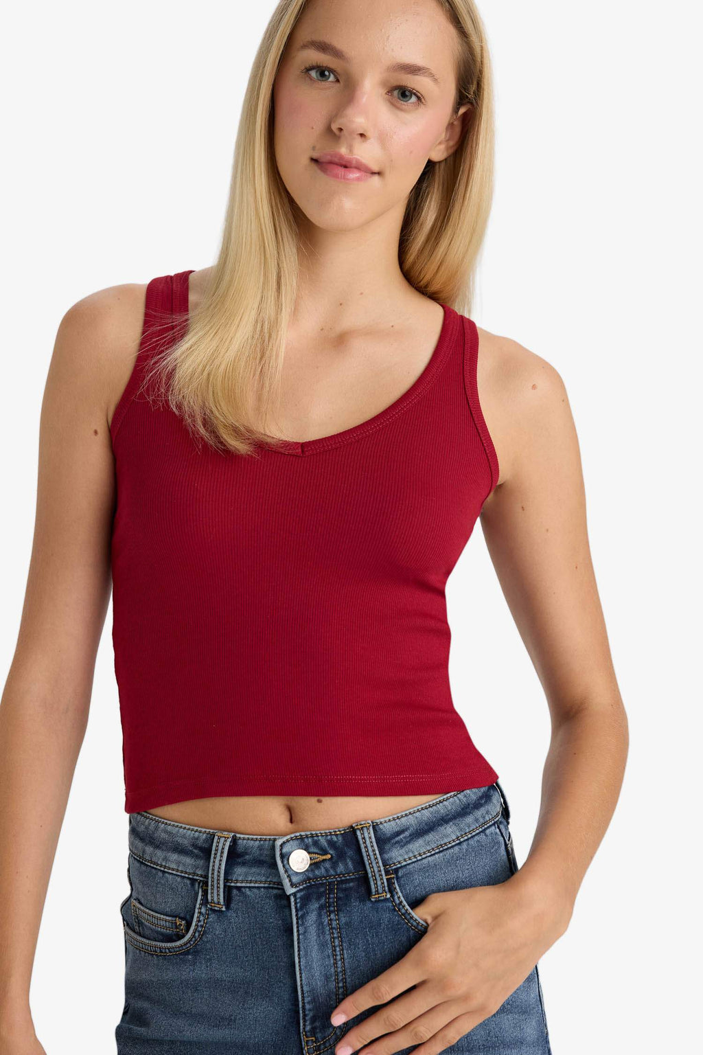 Fitted V-Neck Ribbed Camisole Athlete