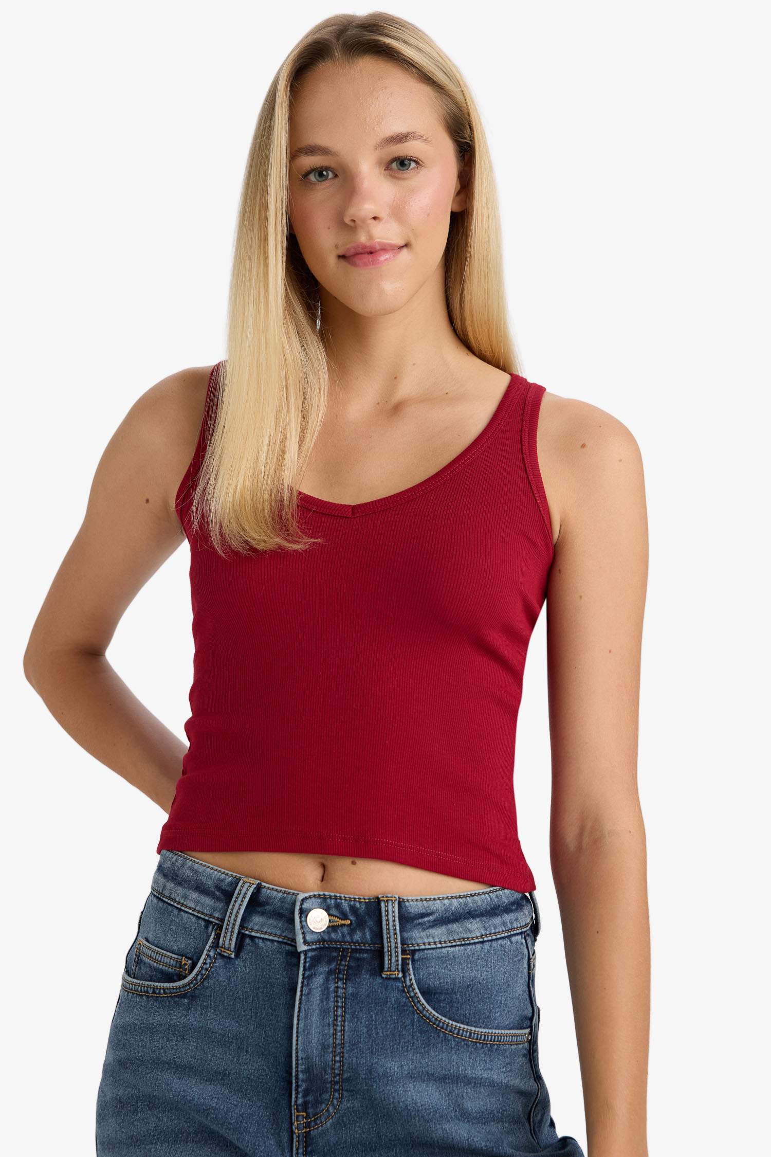 Fitted V-Neck Ribbed Camisole Athlete