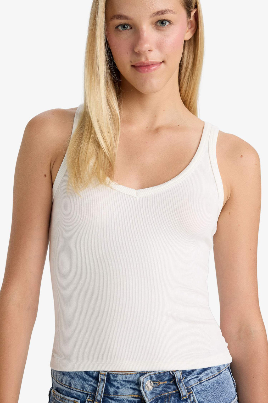 Fitted V-Neck Ribbed Camisole Athlete
