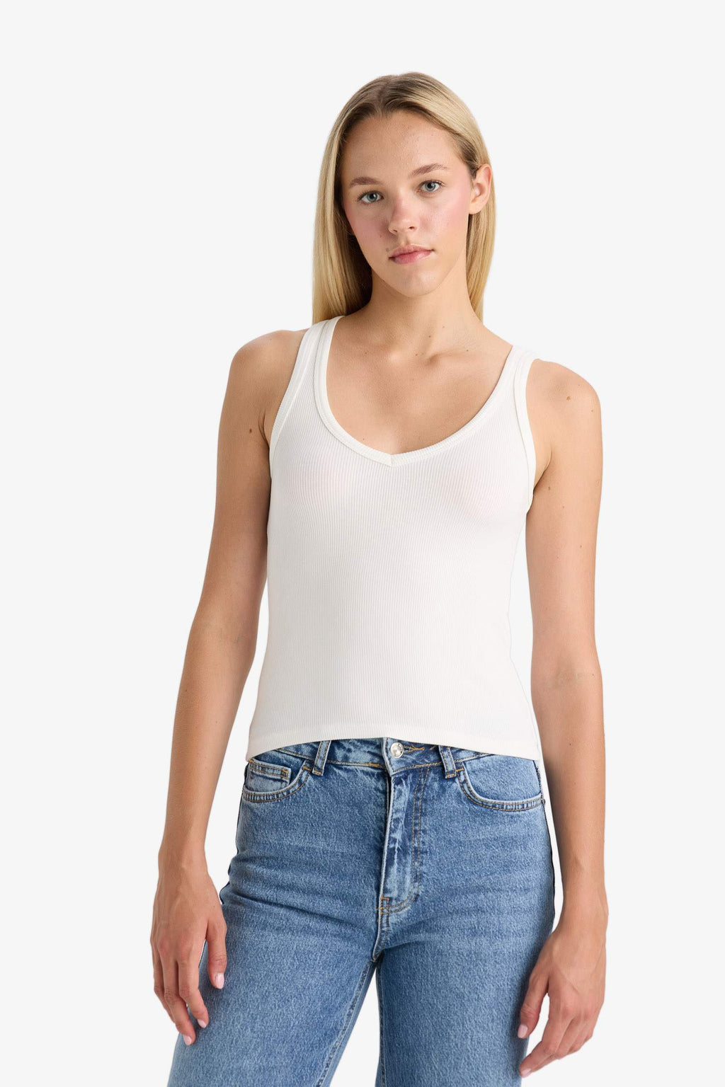 Fitted V-Neck Ribbed Camisole Athlete