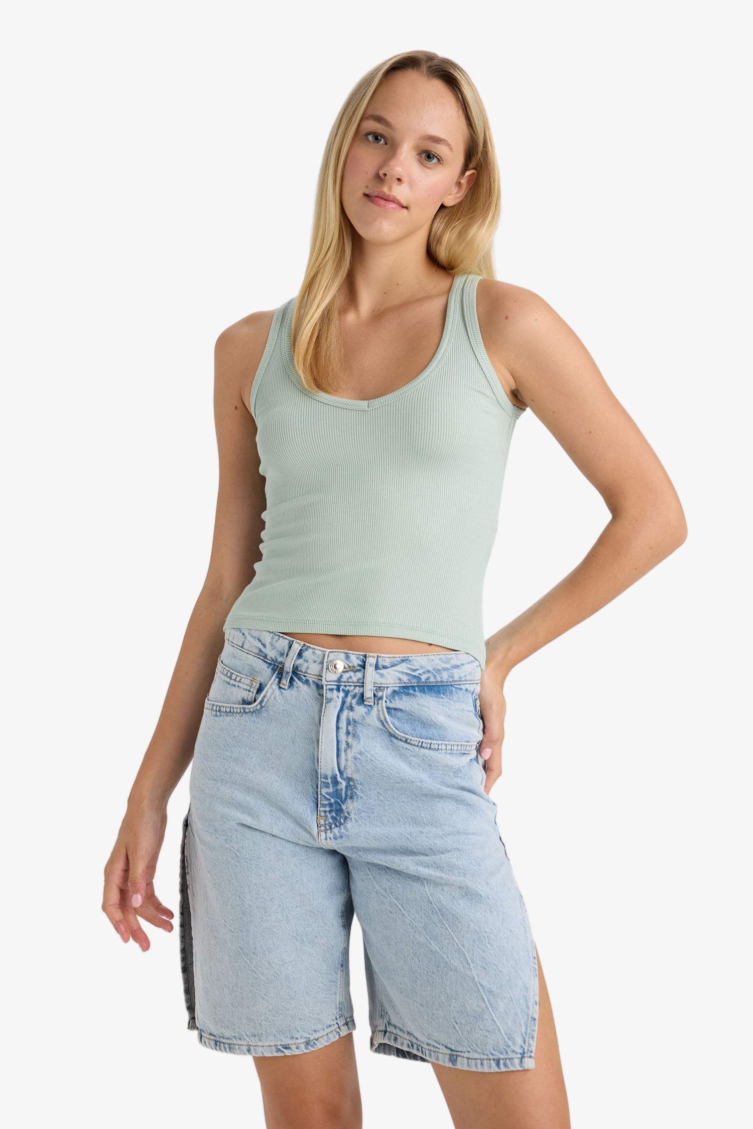 Fitted V-Neck Ribbed Camisole Athlete