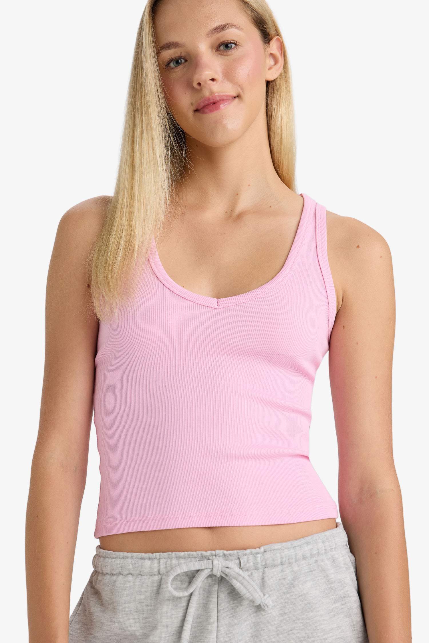 Fitted V-Neck Ribbed Camisole Athlete