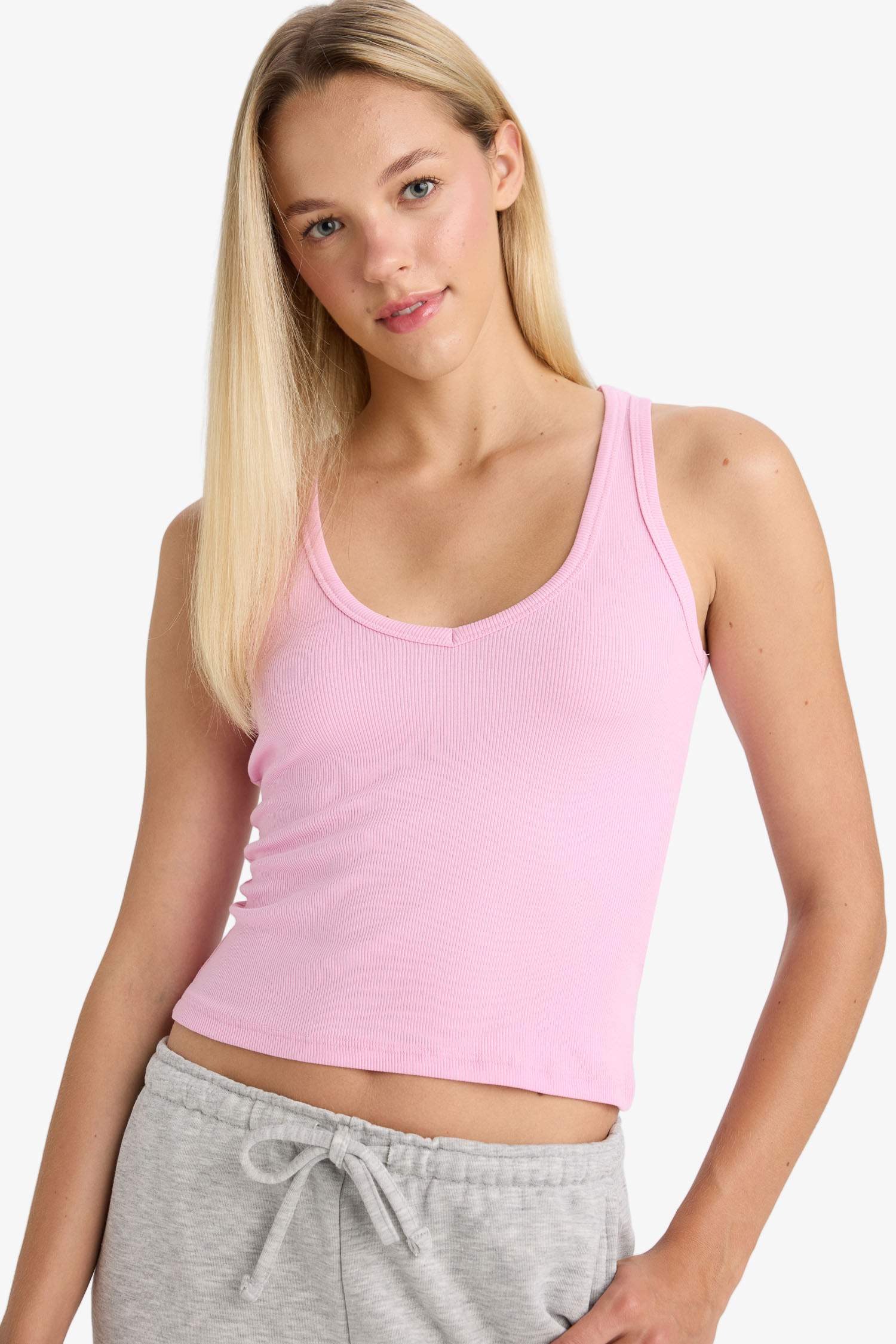 Fitted V-Neck Ribbed Camisole Athlete
