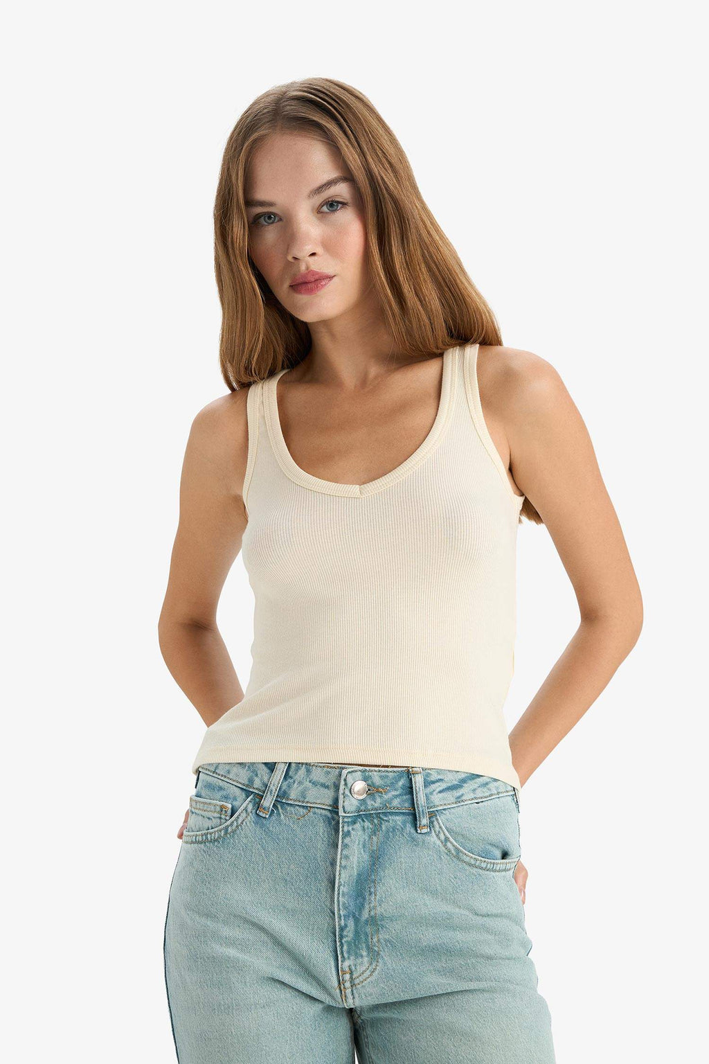 Fitted V-Neck Ribbed Camisole Athlete