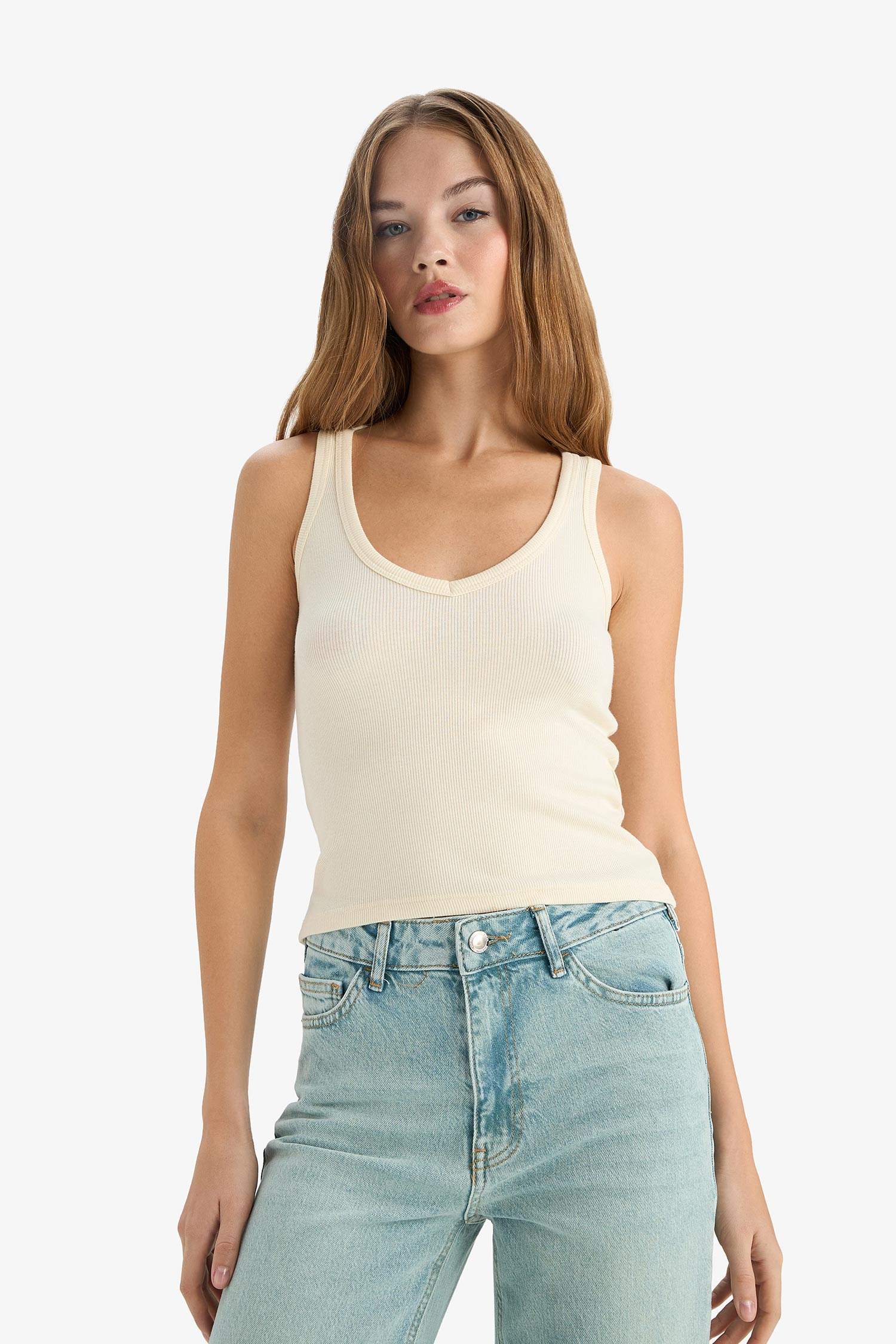 Fitted V-Neck Ribbed Camisole Athlete