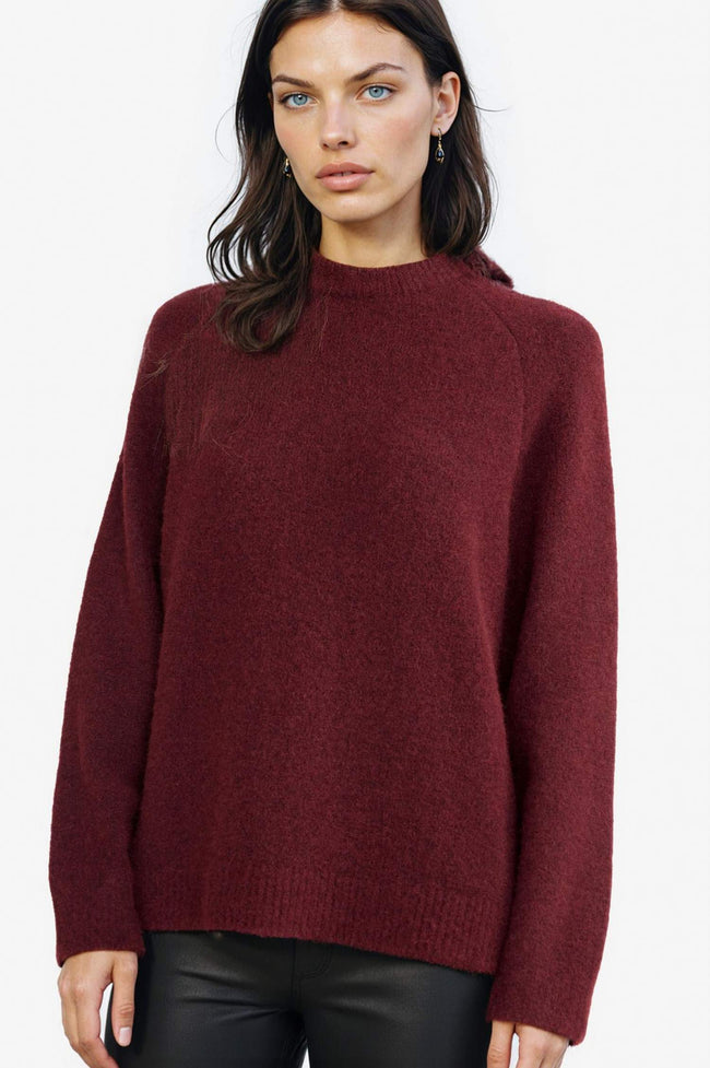 Wool Blend Crew Neck Thick Knit Sweater Hover Image