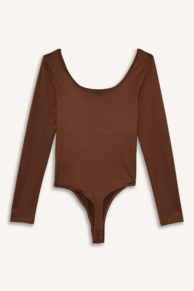 Square Neck Long Sleeve Snap Button Bodysuit Main Image
