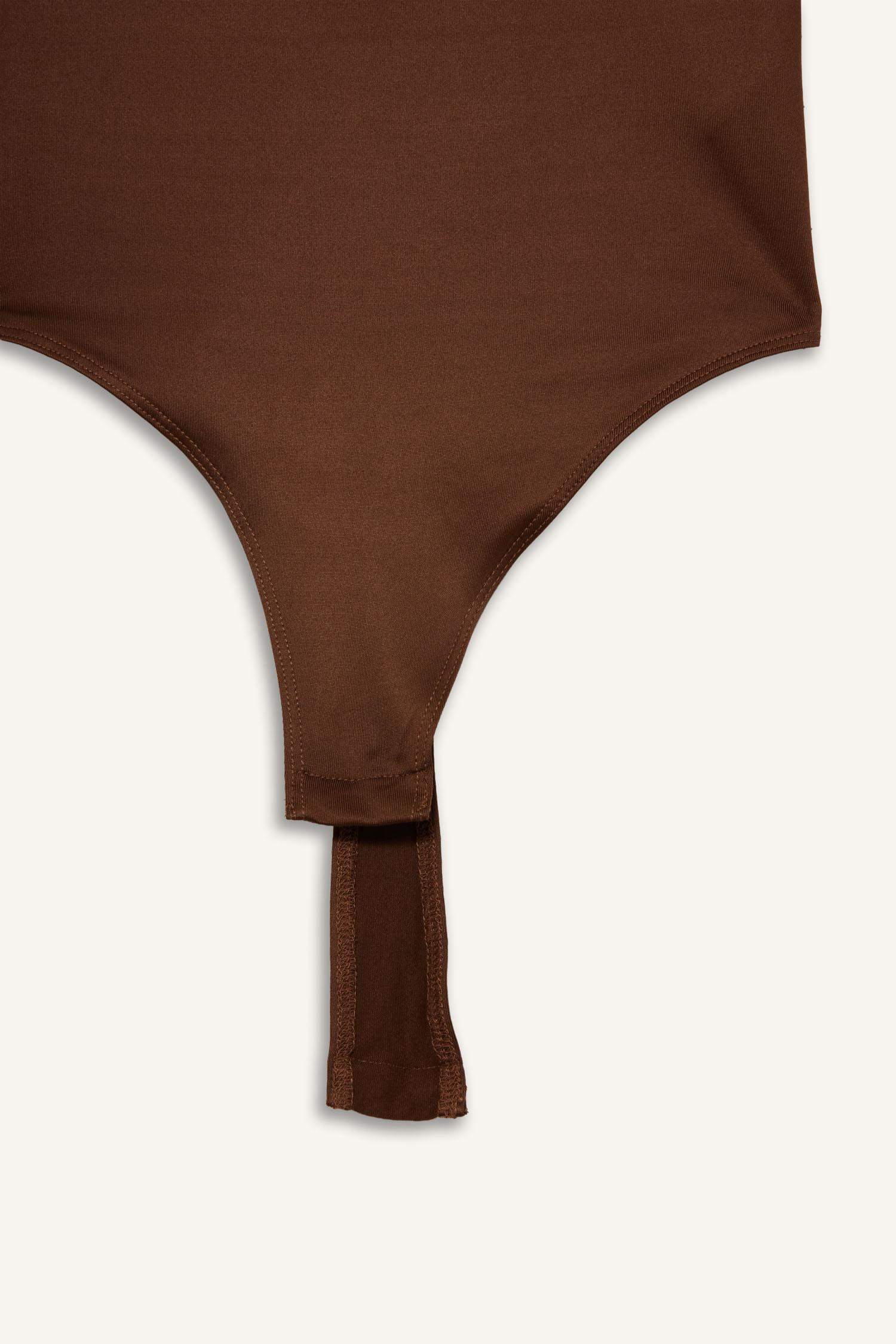 Square Neck Long Sleeve Snap Button Bodysuit