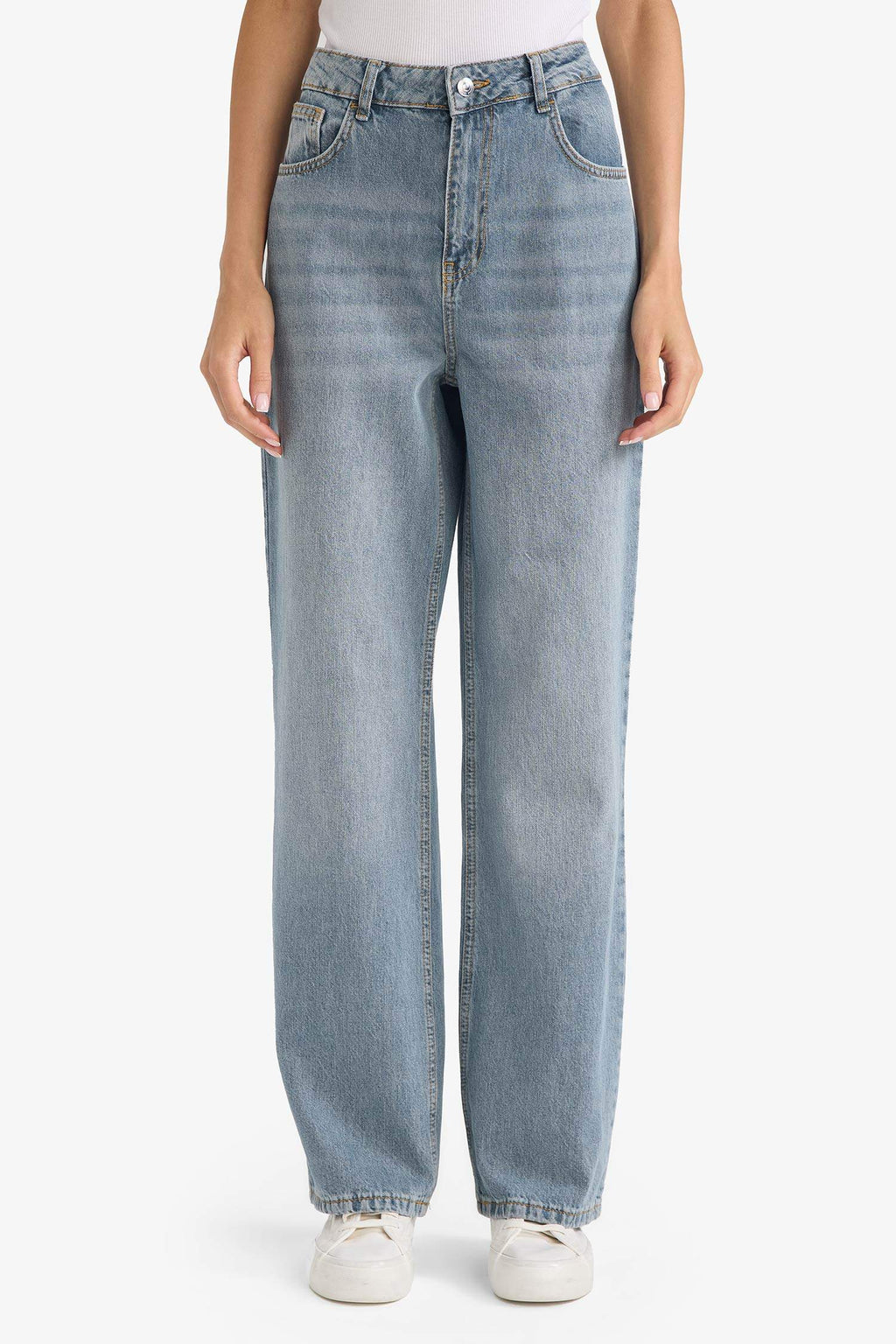 90s Wide Leg High Waist Long Washed Jeans