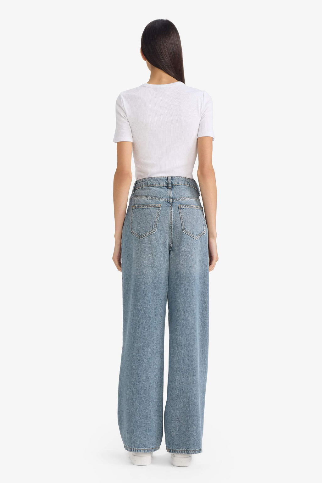90s Wide Leg High Waist Long Washed Jeans